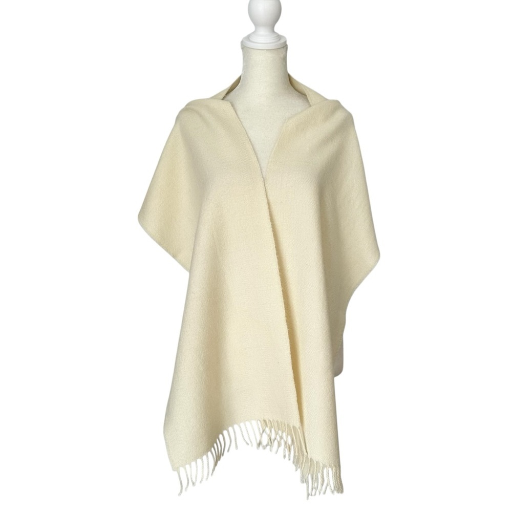 Fringed Peruvian Baby Alpaca Winter Scarf Cream Shawl Neutral Wrap‎ One Size